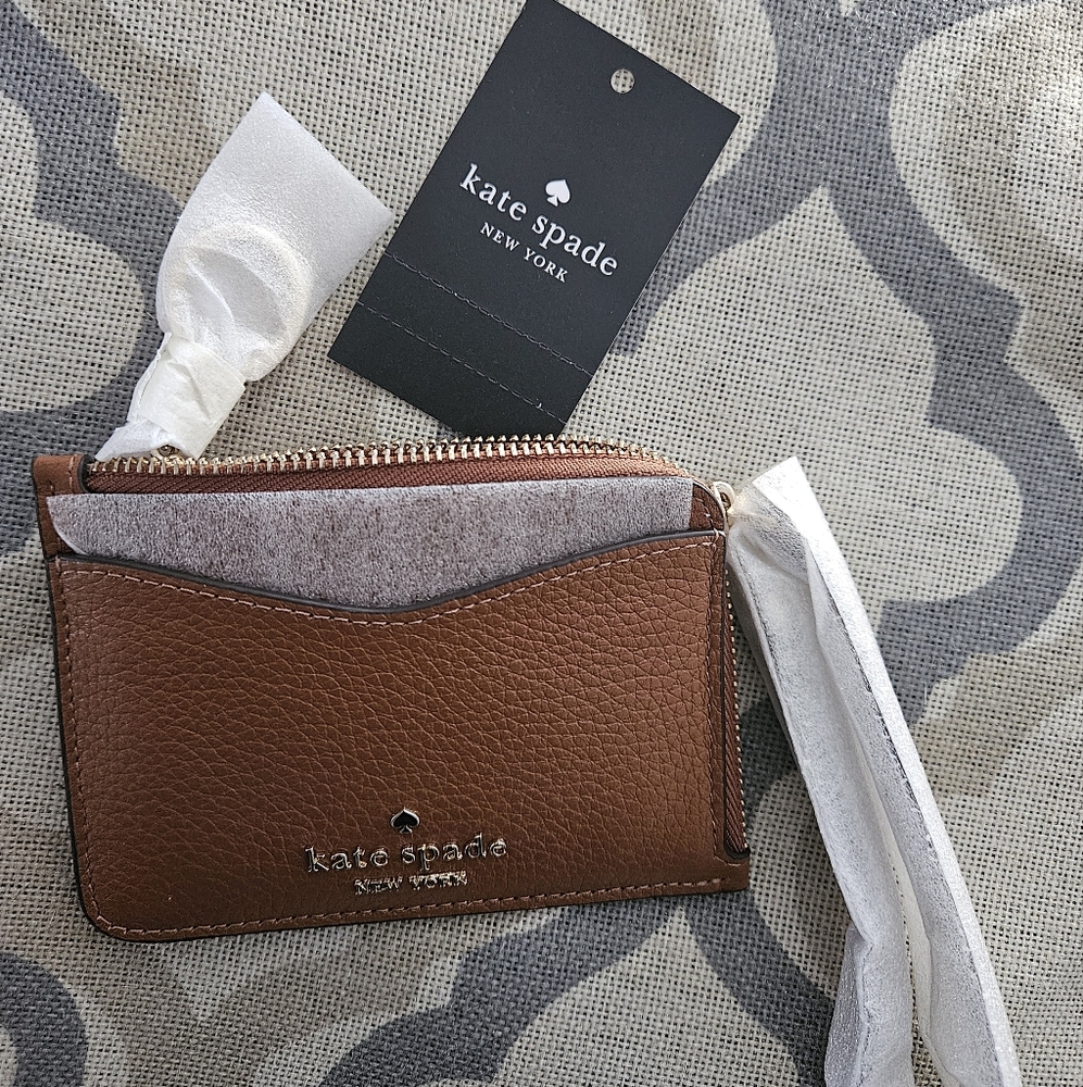 Kate Spade Brown Leather Card Holder NWT